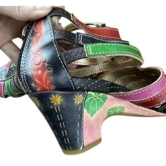 Elite by Corky St Marten Gladiator Casual Floral Zip Back Sandals size 7 - Picture 4 of 9